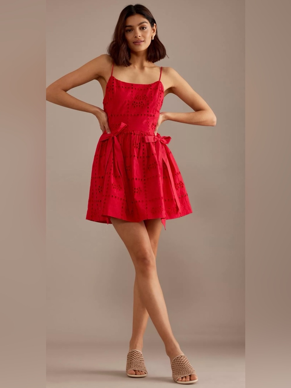 Damson Madder Penelope Broderie Mini Dress Sz‎ 16 Red Cottagecore Romantic